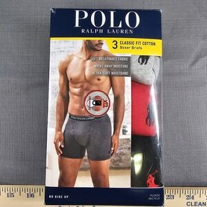 NEW POLO Ralph Lauren Classic Fit Cotton Stretch Boxer Briefs 3-Pack NIB MEDIUM